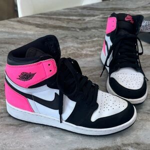 Nike Air Jordan Women's High-Top Sneakers - Black, White, and Pink Accents